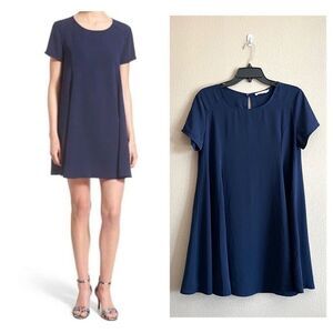 Lush Navy Chiffon Swing Dress